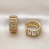 Oro Laminado Huggie Hoop, Gold Filled Style with White Micro Pave, Polished, Golden Finish, 02.283.0266.18