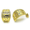 Oro Laminado Stud Earring, Gold Filled Style with White Cubic Zirconia, Polished, Golden Finish, 02.170.0454