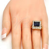 Oro Laminado Multi Stone Ring, Gold Filled Style with Tanzanite and White Cubic Zirconia, Polished, Golden Finish, 01.205.0012.2.07 (Size 7)