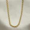 Oro Laminado Basic Necklace, Gold Filled Style Rope Design, Polished, Golden Finish, 5.222.035.20