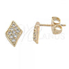 Oro Laminado Stud Earring, Gold Filled Style with White Crystal, Polished, Rose Gold Finish, 02.26.0119