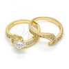 Oro Laminado Wedding Ring, Gold Filled Style Duo Design, Polished, Golden Finish, 01.284.0025.08 (Size 8)