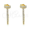 Oro Laminado Stud Earring, Gold Filled Style Bow Design, with White Micro Pave, Polished, Golden Finish, 02.195.0137