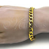 Stainless Steel Basic Bracelet, Curb Design, Polished, Golden Finish, 03.256.0012.08