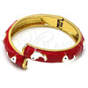 Oro Laminado Individual Bangle, Gold Filled Style Dolphin Design, Red Enamel Finish, Golden Finish, 07.246.0001.02 (10 MM Thickness, Size 2 - 1.75 Diameter)