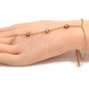 Oro Laminado Fancy Bracelet, Gold Filled Style Evil Eye and Rolo Design, Red Enamel Finish, Golden Finish, 03.60.0144.2.08