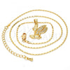 Oro Laminado Pendant Necklace, Gold Filled Style with White Micro Pave, Polished, Golden Finish, 04.156.0038.20