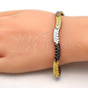 Oro Laminado Solid Bracelet, Gold Filled Style Polished, Tricolor, 03.102.0030.08