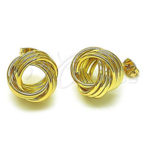 Oro Laminado Stud Earring, Gold Filled Style Love Knot Design, Polished, Golden Finish, 02.213.0692