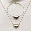 Oro Laminado Necklace and Bracelet, Gold Filled Style Heart and Hollow Design, Polished, Golden Finish, 06.63.0287