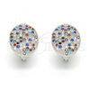 Sterling Silver Huggie Hoop, with Multicolor Cubic Zirconia, Polished, Rhodium Finish, 02.186.0102.12