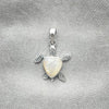 Sterling Silver Fancy Pendant, Turtle Design, with Ivory Mother of Pearl, Polished, Silver Finish, 05.410.0008.2