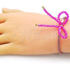 Oro Laminado Adjustable Bolo Bracelet, Gold Filled Style Bow Design, with Fuchsia Crystal, Purple Golden Finish, 03.362.0028.07