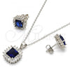 Sterling Silver Earring and Pendant Adult Set, with Sapphire Blue and White Cubic Zirconia, Polished, Rhodium Finish, 10.286.0026.3