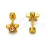 Stainless Steel Stud Earring, Star Design, with Dark Champagne Crystal, Polished, Golden Finish, 02.271.0016.9
