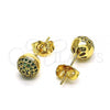 Oro Laminado Stud Earring, Gold Filled Style with Green Micro Pave, Polished, Golden Finish, 02.156.0424.7