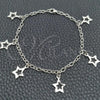 Sterling Silver Charm Bracelet, Star and Rolo Design, Polished, Silver Finish, 03.392.0010.07