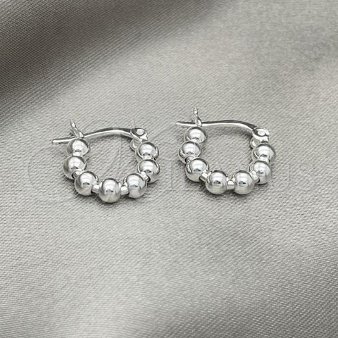 Sterling Silver Small Hoop, Ball Design, Polished, Silver Finish, 02.409.0002.10