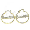 Oro Laminado Medium Hoop, Gold Filled Style Nameplate Design, Polished, Golden Finish, 02.213.0222.30