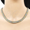 Oro Laminado Necklace, Bracelet and Earring, Gold Filled Style Diamond Cutting Finish, Tricolor, 06.92.0005