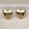 Oro Laminado Stud Earring, Gold Filled Style Heart and Hollow Design, Polished, Golden Finish, 02.411.0037