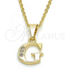 Oro Laminado Fancy Pendant, Gold Filled Style Initials Design, with White Cubic Zirconia, Polished, Golden Finish, 05.26.0019