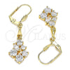 Oro Laminado Long Earring, Gold Filled Style with White Cubic Zirconia, Polished, Golden Finish, 02.213.0327