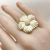 Oro Laminado Elegant Ring, Gold Filled Style Flower Design, Polished, Golden Finish, 01.282.0001