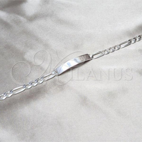 Sterling Silver ID Bracelet, Figaro Design, Polished, Silver Finish, 04.420.011.09.1