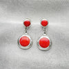 Sterling Silver Long Earring, Ball Design, with Orange Red Opal, Polished, Silver Finish, 02.410.0003