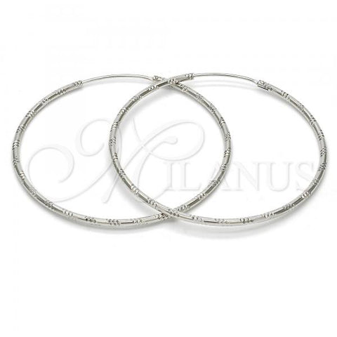 Sterling Silver Large Hoop, Diamond Cutting Finish, Rhodium Finish, 02.285.0002.55