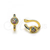 Oro Laminado Earcuff Earring, Gold Filled Style Heart Design, with Multicolor Micro Pave, Polished, Golden Finish, 02.213.0383