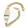 Oro Laminado ID Bracelet, Gold Filled Style Heart Design, Polished, Golden Finish, 03.63.1916.08