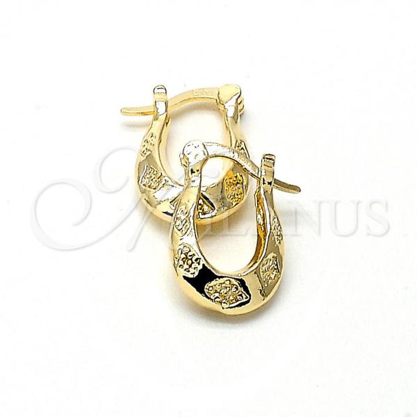 Oro Laminado Small Hoop, Gold Filled Style Diamond Cutting Finish, Golden Finish, 02.165.0026
