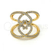 Gold Filled Multi Stone Ring, Heart and Love Design, with Cubic Zirconia, Golden Finish, 01.155.0036.07