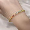 Oro Laminado Individual Bangle, Gold Filled Style with Multicolor Cubic Zirconia, Polished, Golden Finish, 07.341.0021