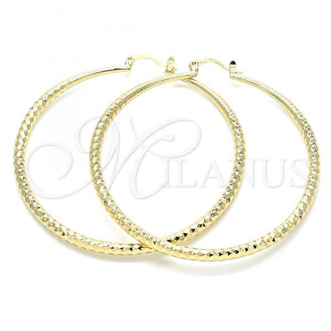 Oro Laminado Large Hoop, Gold Filled Style Diamond Cutting Finish, Golden Finish, 02.213.0164.60