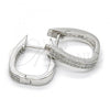 Sterling Silver Huggie Hoop, with White Micro Pave, Polished, Rhodium Finish, 02.174.0059.15