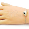 Oro Laminado Fancy Bracelet, Gold Filled Style Heart and Rat Tail Design, Polished, Golden Finish, 03.63.2293.08