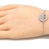 Sterling Silver Fancy Bracelet, Tree Design, with White Micro Pave, Polished, Rhodium Finish, 03.336.0063.07