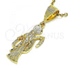 Oro Laminado Religious Pendant, Gold Filled Style Santa Muerte Design, Diamond Cutting Finish, Golden Finish, 5.186.010