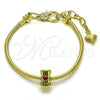 Oro Laminado Charm Bracelet, Gold Filled Style Cupcake and Heart Design, Polished, Golden Finish, 03.341.0224.08