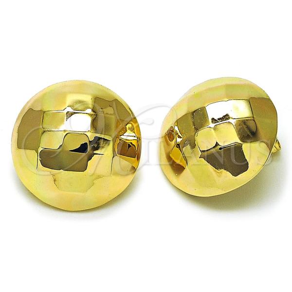 Oro Laminado Stud Earring, Gold Filled Style Hollow and Disco Design, Polished, Golden Finish, 02.411.0044