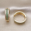 Oro Laminado Huggie Hoop, Gold Filled Style with Green and White Micro Pave, Polished, Golden Finish, 02.195.0072.3.25