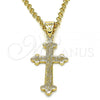 Oro Laminado Religious Pendant, Gold Filled Style Cross Design, Matte Finish, Golden Finish, 05.100.0005