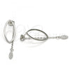 Sterling Silver Long Earring, with White Micro Pave, Polished, Rhodium Finish, 02.186.0177.1