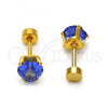 Stainless Steel Stud Earring, Heart Design, with Tanzanite Cubic Zirconia, Polished, Golden Finish, 02.271.0009.8