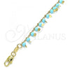 Oro Laminado Charm Anklet , Gold Filled Style Star Design, with Turquoise Crystal, Polished, Golden Finish, 03.169.0007.10