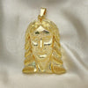 Oro Laminado Religious Pendant, Gold Filled Style Jesus Design, Diamond Cutting Finish, Golden Finish, 05.120.0035