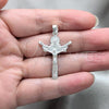 Sterling Silver Religious Pendant, Crucifix and Jesus Design, Polished, Silver Finish, 05.392.0096